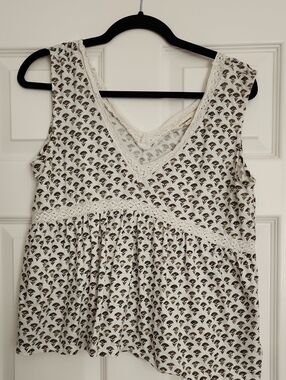 Lucky Brand Cream Tank with Brown Floral Print